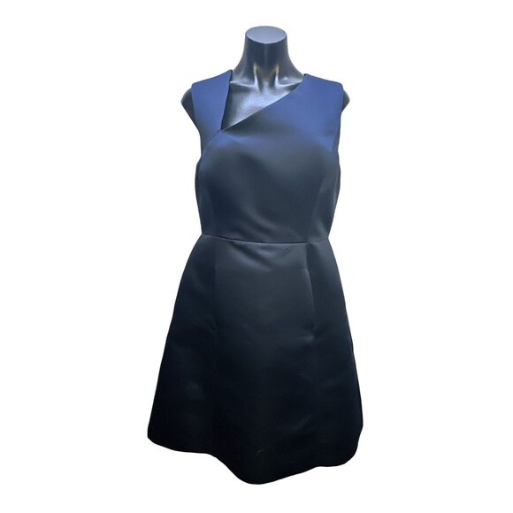NWT Halston Heritage Navy Sleeveless w/Asymmetrical Neckline Dress Size 10 - Picture 1 of 10